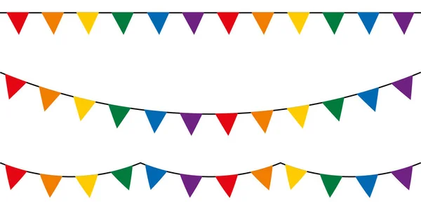 Drapeaux Lgbt Guirlandes Avec Des Fanions Ensemble Buntings Vectoriels — Image vectorielle