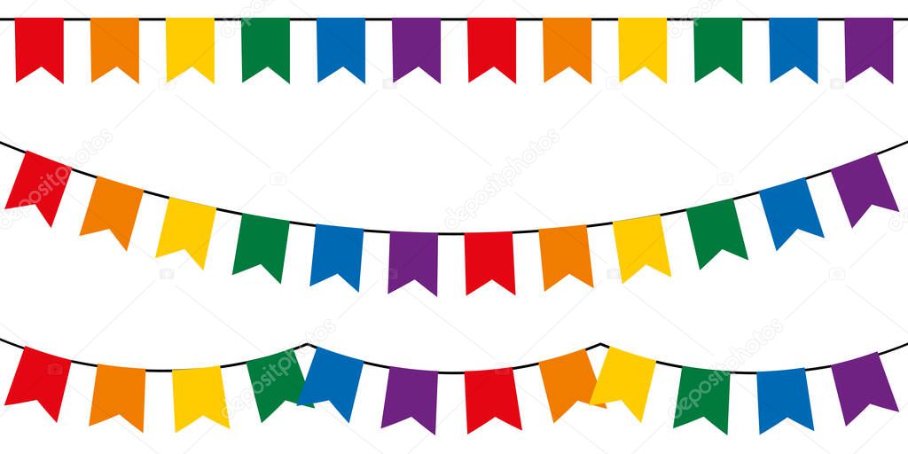 LGBT flags garlands with pennants. Vector buntings set II.