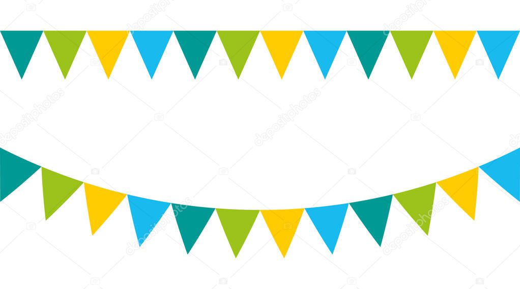 Colorful party garlands with pennants. Vector buntings set V.