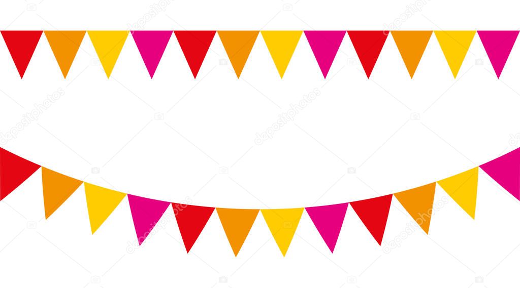 Colorful party garlands with pennants. Vector buntings set IV.