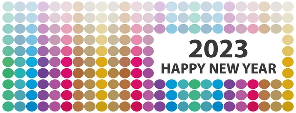 2023 Happy New Year Colorful Creative Color Guide Dots Vector — Stock Vector