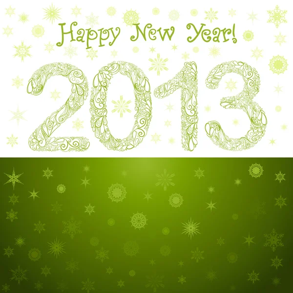 Green Año Nuevo 2013 Tarjeta — Vector de stock