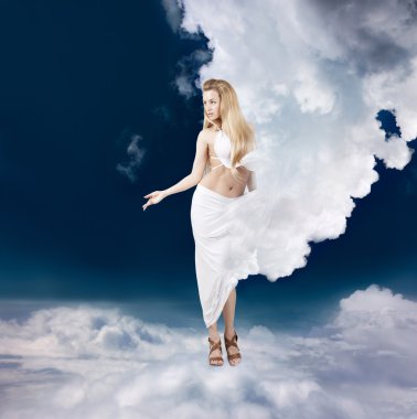 Ancient Greek Goddess in Clouds clipart