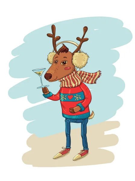Fashionable Hipster Deer — Stock Vector