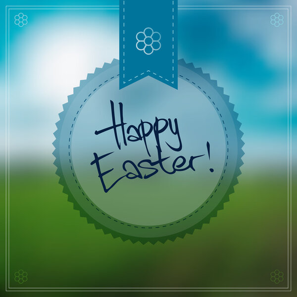 Happy Easter Vector Background With a Round Label