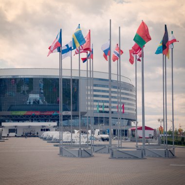 Minsk, Beyaz Rusya - 4 Nisan - 4 Mayıs 2014 Belarus minsk arena. buz hokeyi Stadyumu.