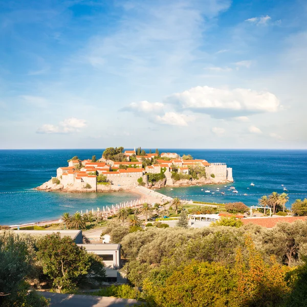 Sveti stefan wyspa w Czarnogórze na Adriatyku — Zdjęcie stockowe