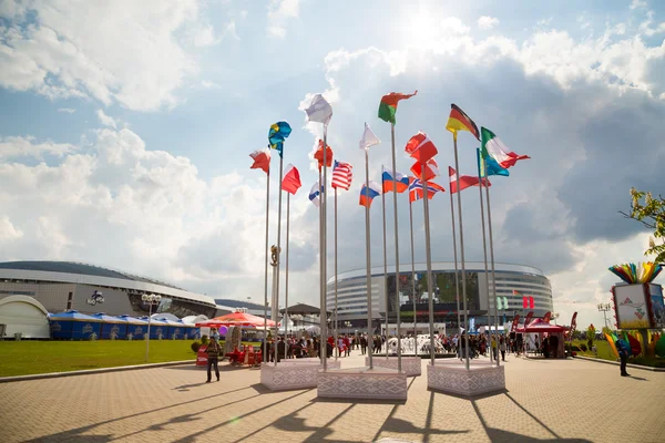 MINSK, BELARUS - 9 MAGGIO - Minsk Arena il 9 maggio 2014 in Belarus. Apertura Campionato di Hockey su ghiaccio . — Foto Stock