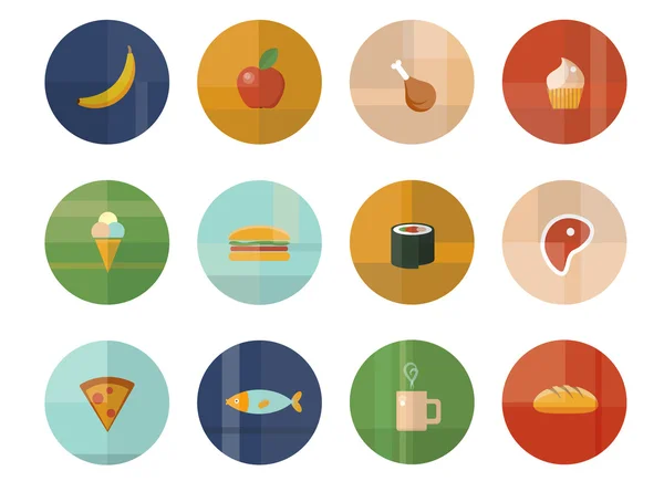 一套十二个矢量食物和饮料图标 — 图库矢量图片