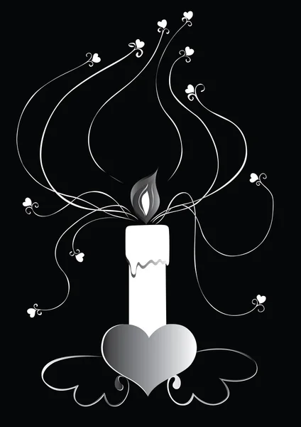 Flying heart candle — Stock Vector