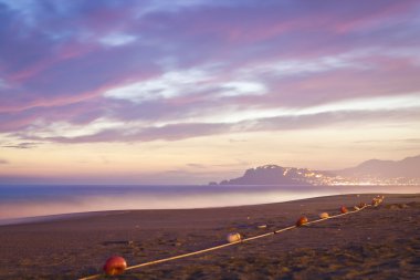 May warm evening on the Black sea. Sunset on sea in Turkey