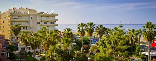 Hotel Sun Fire Beach Mahmutlar Türkiye üzerinden karayolu görünümünü — Stok fotoğraf