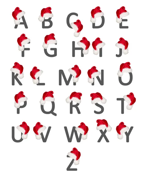 ABC letters with Christmas hats — Stock Photo, Image