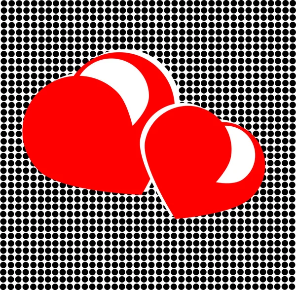 Red hearts in spotted background — Stock Photo, Image