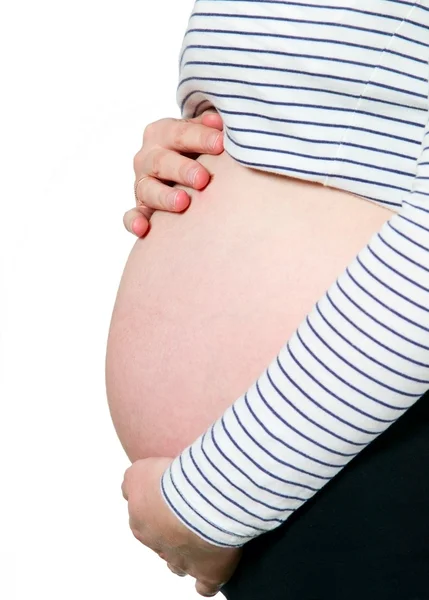 Eight month pregnant woman belly — Stock Photo, Image