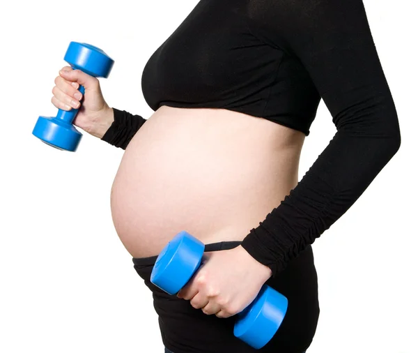 Pregnant training with two simulators — Stock Photo, Image