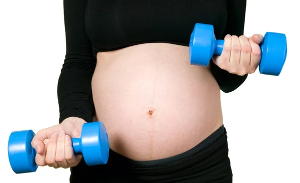 Pregnant training with two simulators — Stock Photo, Image