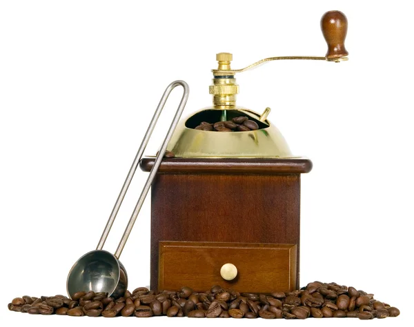Moulin à café dans un boîtier en bois — Photo