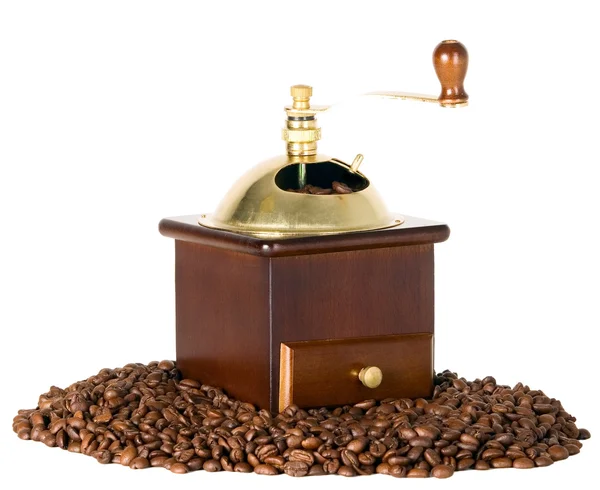 Coffee grinder in wooden case Stock Photo