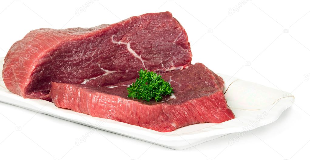 Raw sliced meat on plate