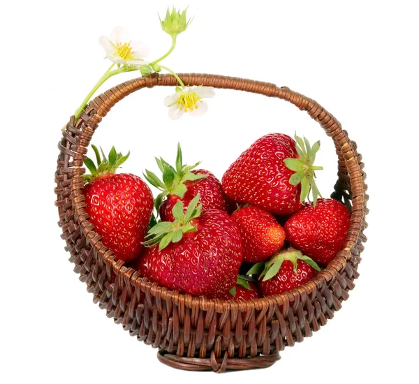 红色的草莓在篮子里 — 图库照片