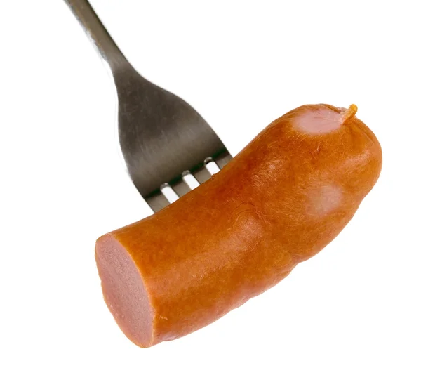 Salsicha grossa e um garfo — Fotografia de Stock