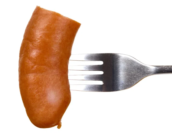 Salsicha grossa e um garfo — Fotografia de Stock