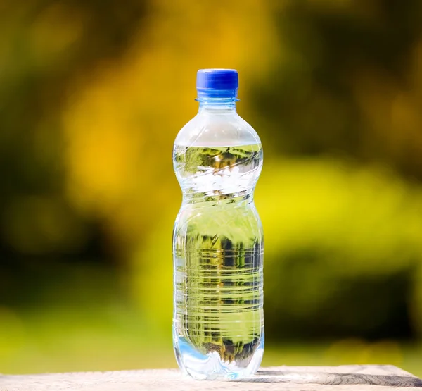 Bouteilles d'eau minérale sur fond nature — Photo