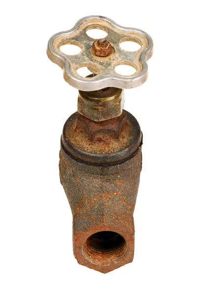 Viejo tubo marrón oxidado con grúa —  Fotos de Stock