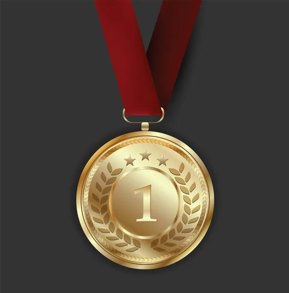 Золотий нагороду медаль на темному тлі — стоковий вектор