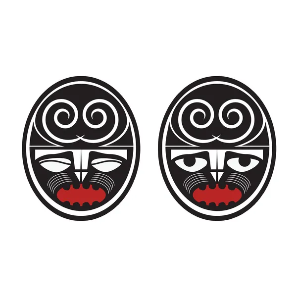 Coleção de duas faces diferentes estilo maori —  Vetores de Stock