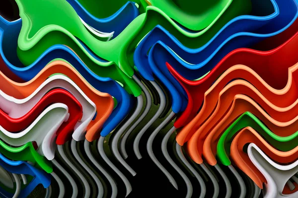 Corrugated Construction Multicolored Plastic Metal Bars — стоковое фото