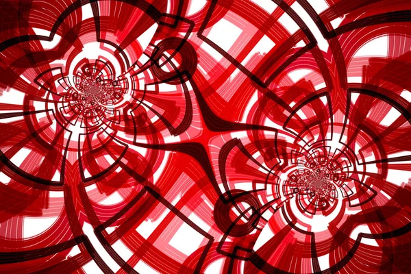 Множественные Красные Круги Отражения Симметрии Фрактальные Завихрения Цифровые Произведения Искусства — стоковое фото