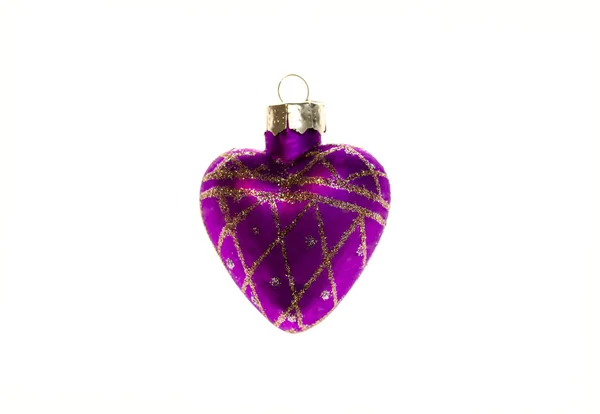 Vánoční hračky fialové srdce. — Stock fotografie