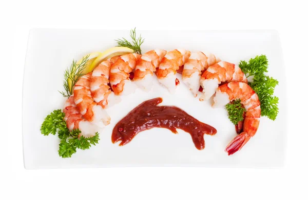 Tiger shrimp platter — Stock Photo, Image