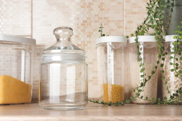 Glass cookie jar mock up. Transparent jar mockup