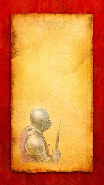 Obrněný rytíř s sekyru-retro pohlednice — Stock fotografie