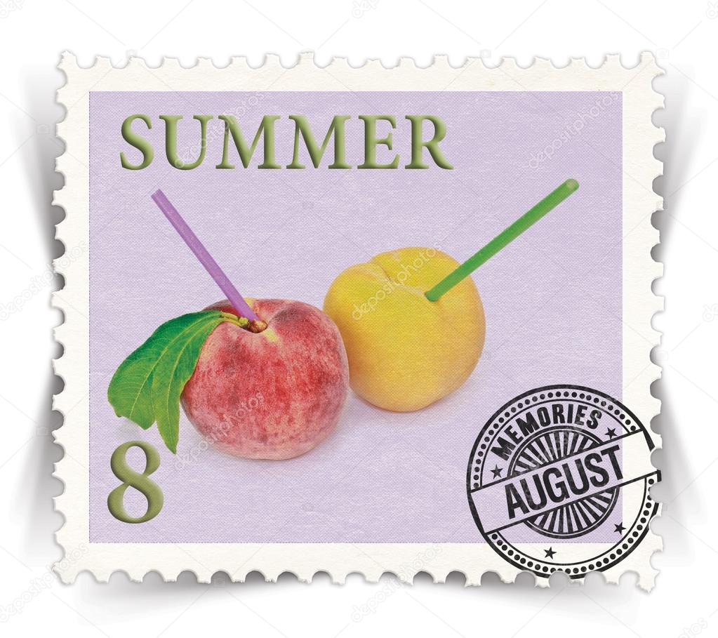 Label for seasonal ads or calendars stylized as post stamp
