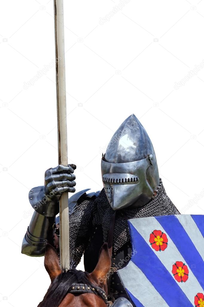 Armoured knight on warhorse
