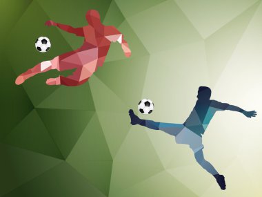 futbol oyuncuları - poligonal tarzı resimde