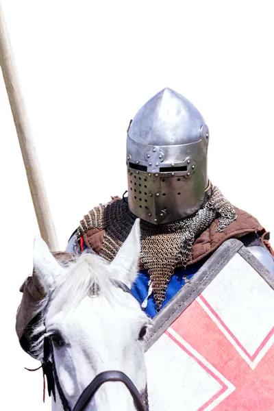 Armoured knight on warhorse — Stock Photo, Image