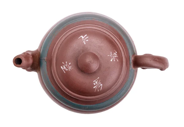 Tetera china de cerámica hecha a mano vista superior — Foto de Stock