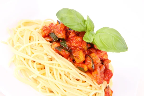 Spaghetti met saus — Stockfoto