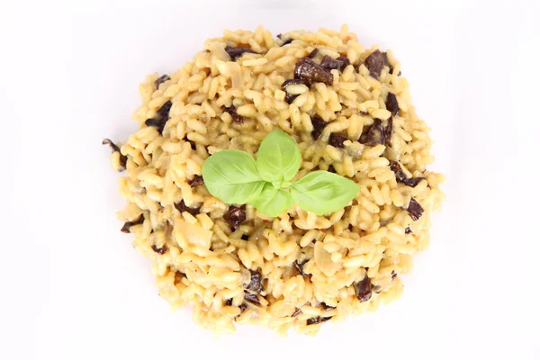 Risotto com cogumelos em uma chapa — Fotografia de Stock