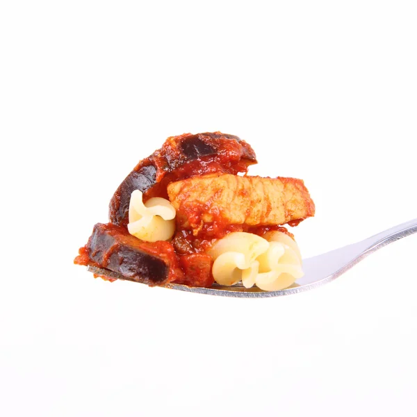 Makaron Fusilli z sosem — Zdjęcie stockowe