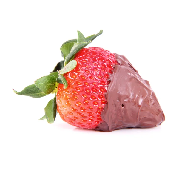 Choklad täckt jordgubb — Stockfoto
