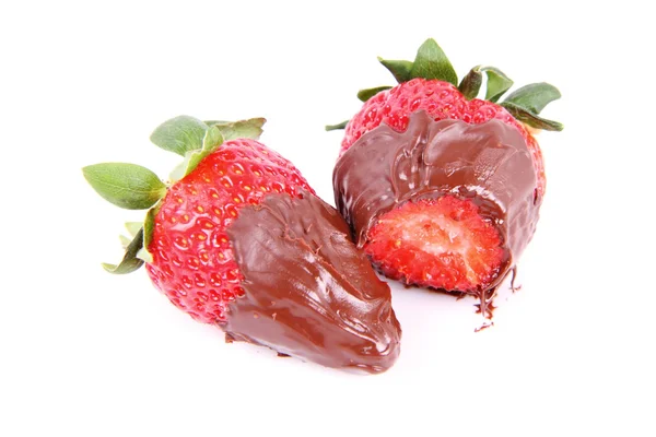 Jordbær dekket med sjokolade – stockfoto