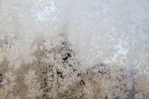 Frostmuster Auf Glas Nahaufnahme — Stockfoto