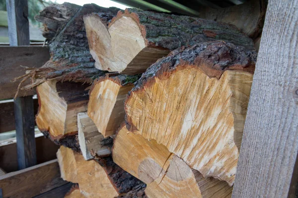 Pile Firewood Mixed Colors Sizes — Stock Photo, Image