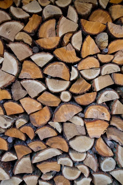 Pile Firewood Stocked Outdoors Some Dry Some Fresh —  Fotos de Stock